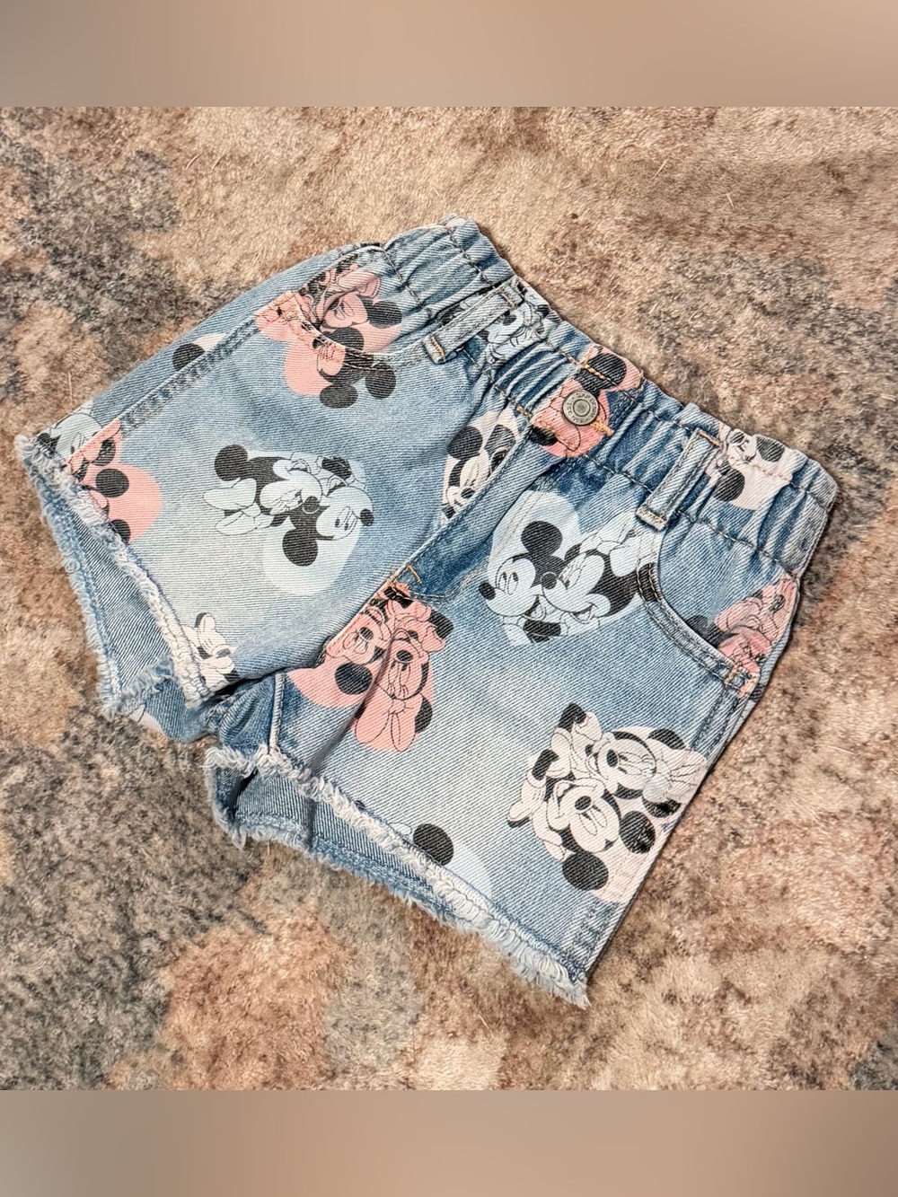 Baby Gap Jean shorts elastic paper bag cut off denim Minnie and Mickey